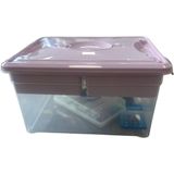 Plasticforte - Naaidoos - Roze - 12L - Opbergbox met Vakverdeling Tray