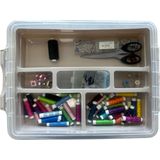 Plasticforte - Naaidoos - Bruin - 12L - Opbergbox met Vakverdeling Tray