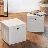 HI - Opbergmand - Grijs - 30 x 30 cm - Kunststof - Met Deksel - Vakkenkast