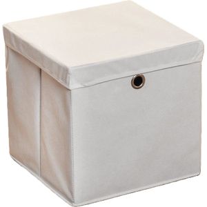 HI - Opbergmand - Grijs - 30 x 30 cm - Kunststof - Met Deksel - Vakkenkast