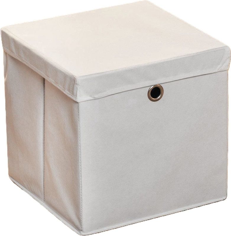 HI - Opbergmand - Grijs - 30 x 30 cm - Kunststof - Met Deksel - Vakkenkast