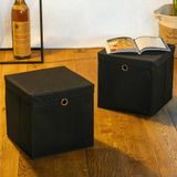 HI - Opbergmand - Zwart - 30 x 30 cm - Kunststof - Met Deksel