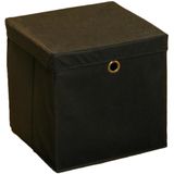 HI - Opbergmand - Zwart - 30 x 30 cm - Kunststof - Met Deksel