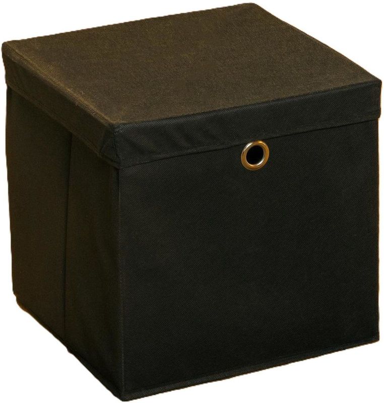 HI - Opbergmand - Zwart - 30 x 30 cm - Kunststof - Met Deksel