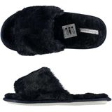 Apollo - Huisslippers - Donkerblauw - Dames - Met Nep Bont - Anti-slip Zool