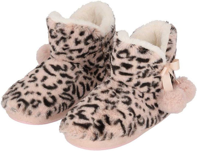 Apollo - Dames Hoge Pantoffels - Luipaard Print - Roze - Polyester