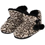 Dames hoge pantoffels/sloffen luipaard print beige