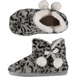 Apollo - Pantoffels - Lichtgrijs - Hoog - Dames - Luipaardprint