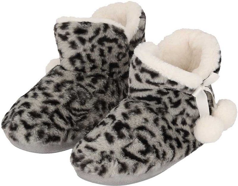 Apollo - Pantoffels - Lichtgrijs - Hoog - Dames - Luipaardprint