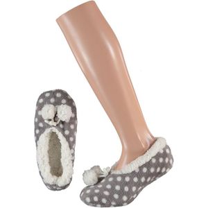Apollo - Ballerina Sloffen - Grijs met Witte Stippen - Kinderen