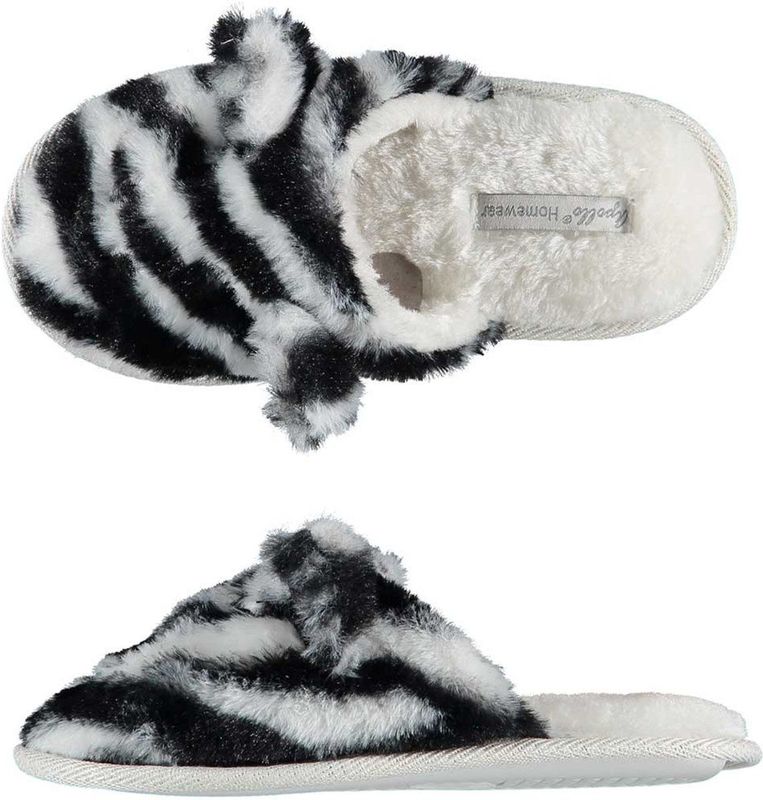 Apollo - Instap Sloffen - Wit - Zebra Print - Meisjes