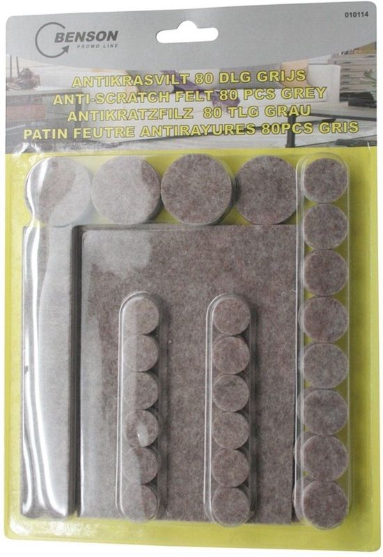 Benson - Anti Krasvilt - Grijs - 80 Delige Set - Viltglijders - Meubelbeschermers
