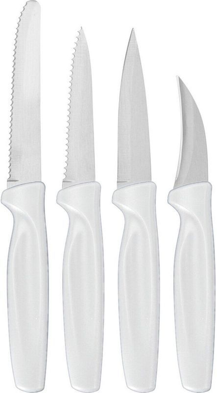 Excellent Houseware - Keuken Messen Set - Wit - 4 Delig - RVS en Kunststof