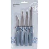 Excellent Houseware - Keuken Messen Set - Blauw - 4 Delig - RVS en Kunststof