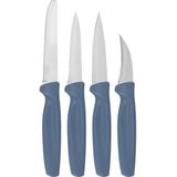 Excellent Houseware - Keuken Messen Set - Blauw - 4 Delig - RVS en Kunststof