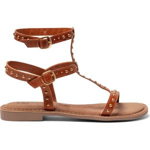 Lazamani - Leren Sandalen - Cognac - Met Studs
