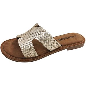 Lazamani - Flor Dames Slippers - Leer - Gold