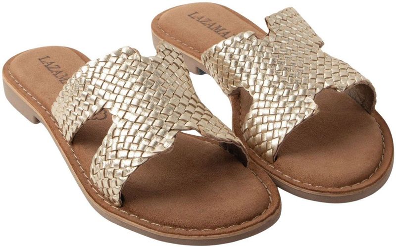 Lazamani - Flor Dames Slippers - Leer - Gold