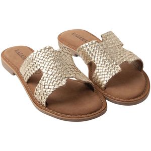 Lazamani - Flor Dames Slippers - Leer - Gold