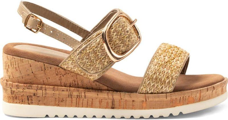 Lazamani - Raffia Sleehakken - Goud