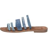 Lazamani - - Slippers - Denimblauw - Leren en Textiele Buitenkant