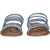 Lazamani - - Slippers - Denimblauw - Leren en Textiele Buitenkant