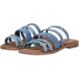 Lazamani - - Slippers - Denimblauw - Leren en Textiele Buitenkant