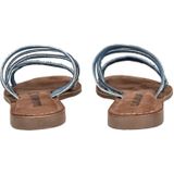 Lazamani - - Slippers - Denimblauw - Leren en Textiele Buitenkant