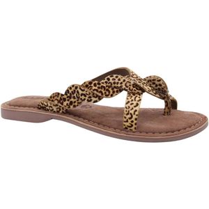 Lazamani - Ava Dames Slippers - Leopard - Suède - Rubber Zool