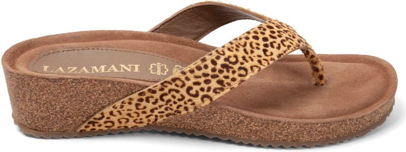 Lazamani - Laura Dames Slippers - Leopard - Suède - Sleehak