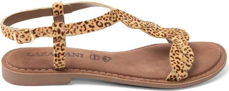 Lazamani - Aida - Sandalen - Leopard - Leren Voering, Suède Voetbed, Rubber Zool