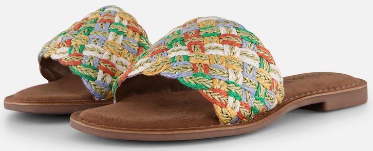 Lazamani Raffia Slippers - Wit - Synthetisch - Dames