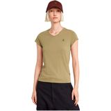 Shirt - Effen - V-hals - Slanke Pasvorm - Kwartmouw