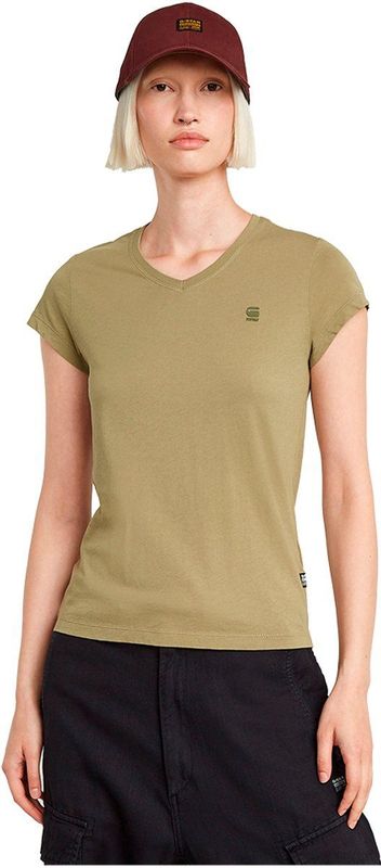 Shirt - Effen - V-hals - Slanke Pasvorm - Kwartmouw