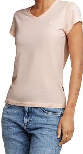 T-shirt - Effen - Jersey - V-hals - Slanke Pasvorm - Kwartmouw