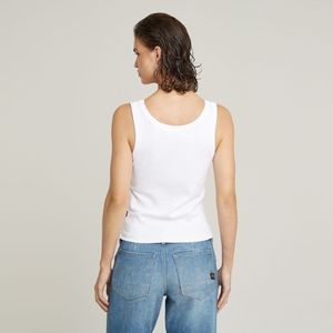 G-star - Slim Rib T-shirt - Mouwloos - Zwart - 94% Biologisch Katoen