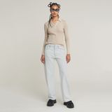 Shirt - Gevoerde Zoom - Jersey - Polokraag - Mélange - Lange Mouw