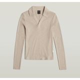 Shirt - Gevoerde Zoom - Jersey - Polokraag - Mélange - Lange Mouw