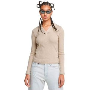 Shirt - Gevoerde Zoom - Jersey - Polokraag - Mélange - Lange Mouw