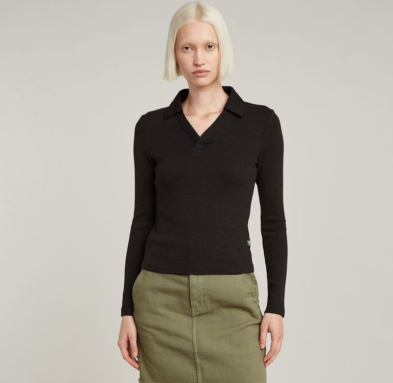 G-STAR - Shirt - Zwart - Lange Mouw - Slanke Pasvorm