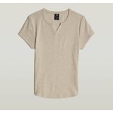 T-shirt - Mélange - Jersey - Gevoerde Zoom/Rand - Slanke Pasvorm - Kwartmouw