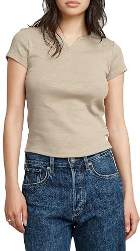 T-shirt - Mélange - Jersey - Gevoerde Zoom/Rand - Slanke Pasvorm - Kwartmouw