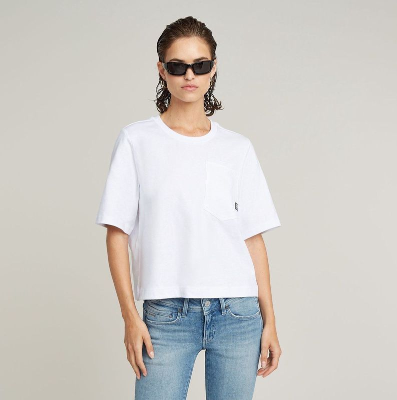 G-STAR - Top Pocket - T-shirt - Wit - 100% Biologisch Katoen