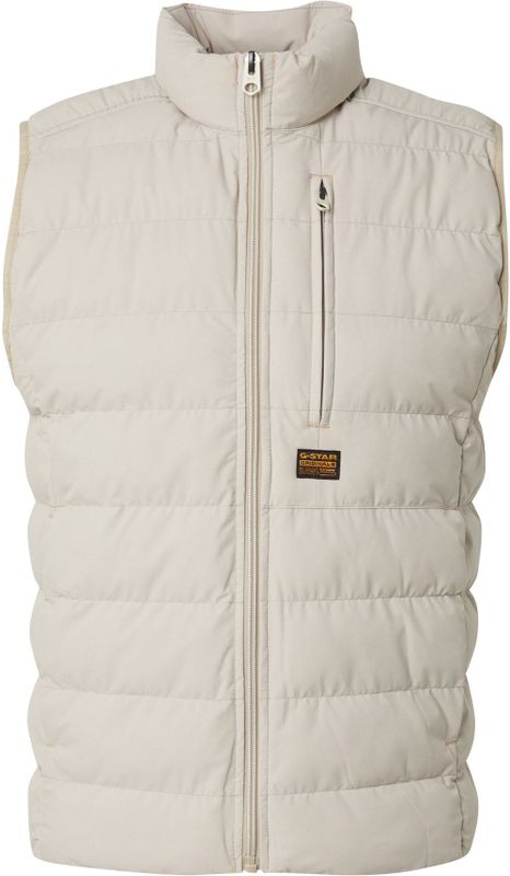 G-Star RAW - Foundation Liner - Gilet - Beige - Col Montant, Pockets met Drukknopen