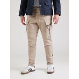 Zip Pocket - Skinny Cargo Broek - Beige - 98% Katoen, 2% Elastaan