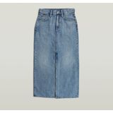 Viktoria - Lange Rok - Midden Blauw - Denim - Straight Fit - High Waist