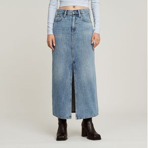 Viktoria - Lange Rok - Midden Blauw - Denim - Straight Fit - High Waist