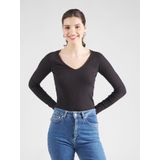 G-Star RAW Slim rib ls v t wmn, Zwart (Dk Black D26064-d253-6484), XS