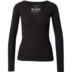 G-Star RAW Slim rib ls v t wmn, Zwart (Dk Black D26064-d253-6484), XS