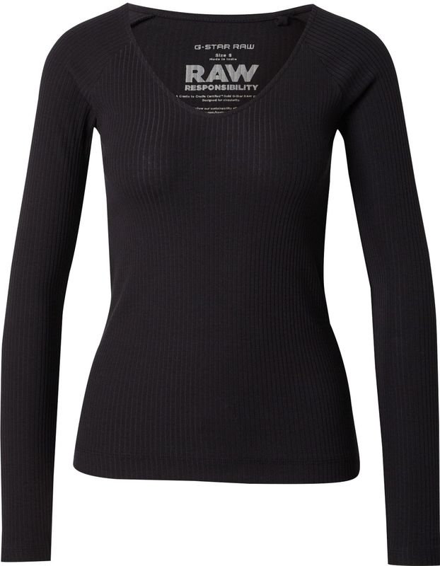 G-Star RAW Slim rib ls v t wmn, Zwart (Dk Black D26064-d253-6484), XS